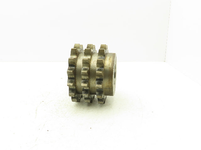 #100 Roller Chain 15-Tooth Triple Sprocket 3-Strand 1-1/4" Pitch 60mm Bore