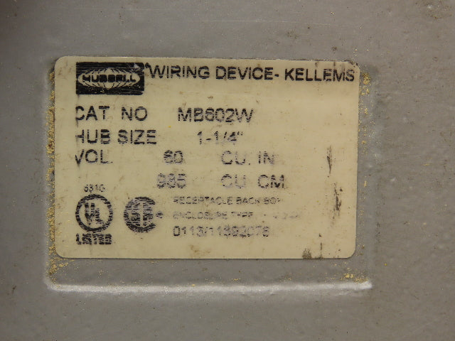 Hubbell HBL460RS2W Receptacle 60A 250VDC 600VAC 3 Pole 4 Wire & Angle Back Box