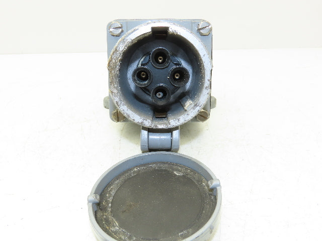 Hubbell HBL460RS2W Receptacle 60A 250VDC 600VAC 3 Pole 4 Wire & Angle Back Box