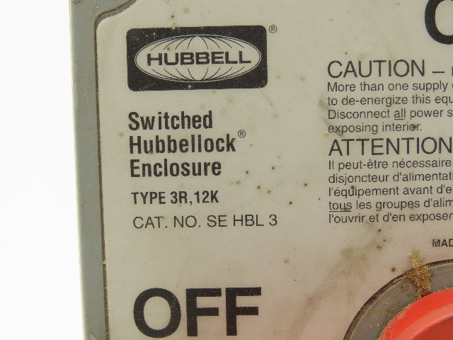 Hubbell SE HBL 3 Switched Hubbellock Enclosure 30A 600VAC