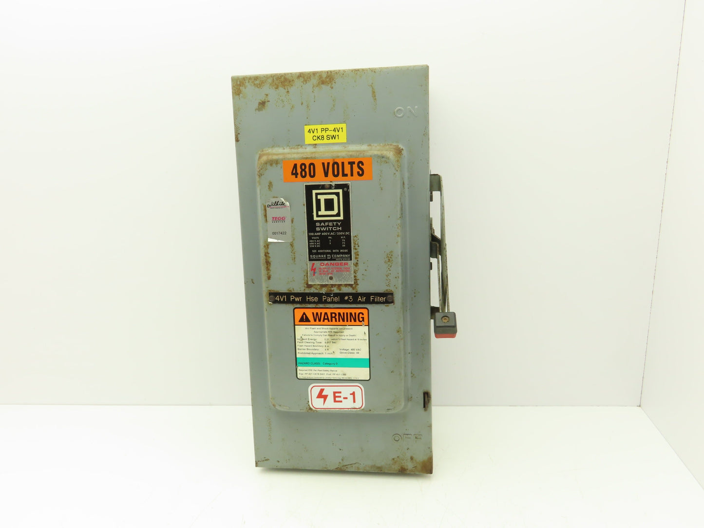 Square D HU363 Safety Disconnect Switch 100A 600V Non Fused 3 Pole Series F05