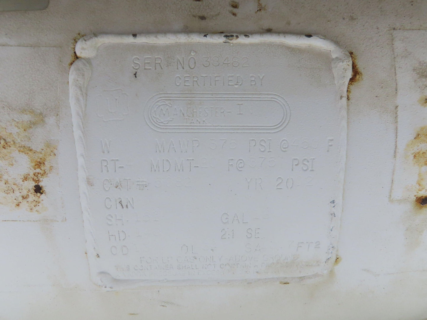 Manchester Propane Storage Tank 18 Gallon Horizontal Fill Port RV Van Trailer