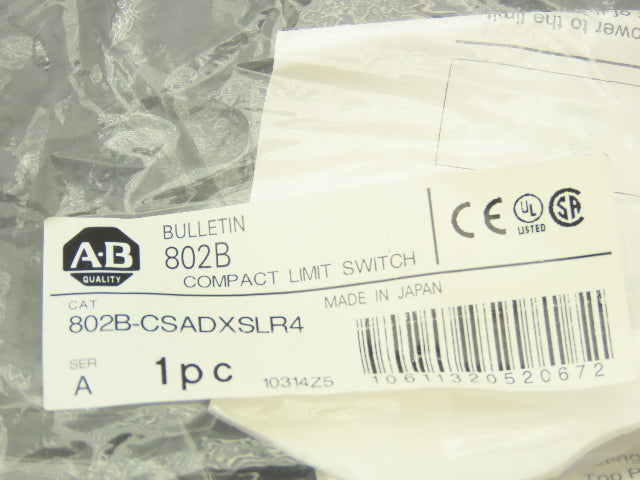 Allen Bradley 802B-CSADXSLR4 Compact Limit Switch Roller 125vAC 3A 5mm