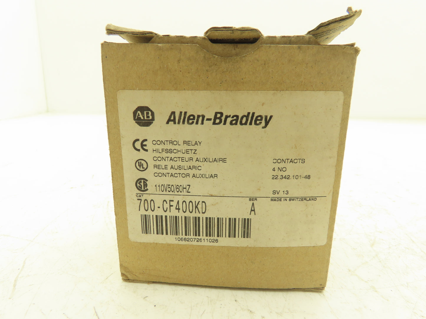 Allen Bradley 700-CF400KD Control Relay 110v 60Hz Coil 600vAC 25A 3Ph 4NO Ser A
