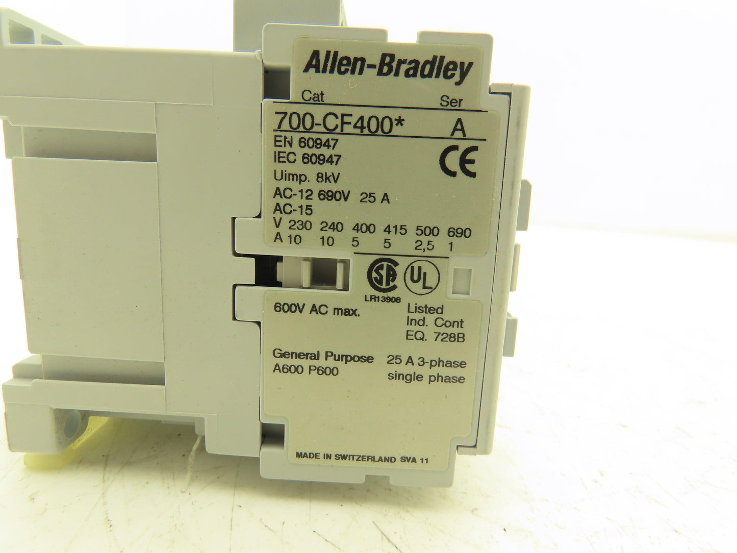 Allen Bradley 700-CF400KD Control Relay 110v 60Hz Coil 600vAC 25A 3Ph 4NO Ser A