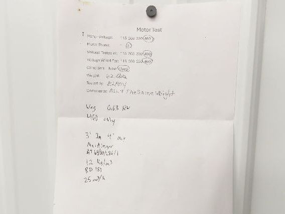 Meidinger AT68 Centrifugal Fan Blower 3x4" In/Out WEG 0.63kw 460V 3Ph 11" Blade