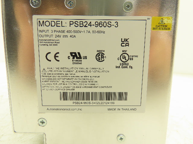 Rhino PSB24-960S-3 Power Supply 3PH 400-500V 1.7A Input 24V 40A Output
