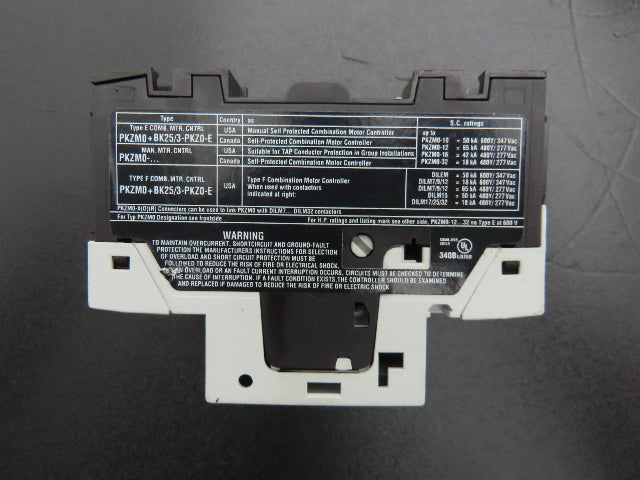 Moeller PKZM0 PKZM0-4-SC Manual Motor Starter 2.5-4A 3Hp 600vAC 3Ph Lot Of 3