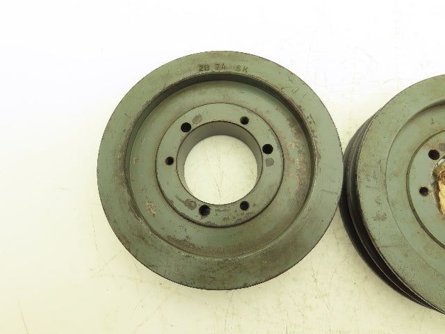 TB Woods 2B 7.4 SK 2-Groove A,B-Belt Pulley Sheave SK Bushed 7.75" OD Lot of 3