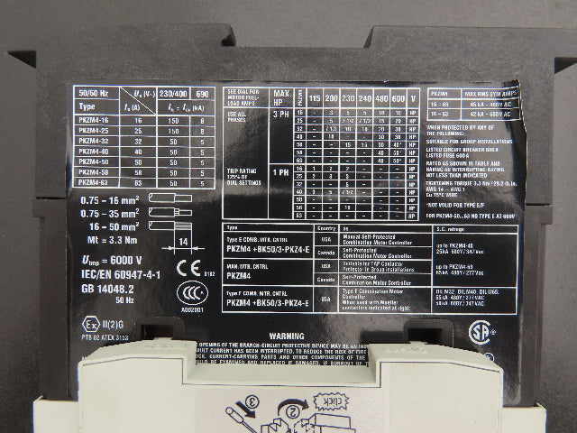Moeller PKZM4-25 Manual Motor Starter 16-25A 20Hp 600vAC 3Ph