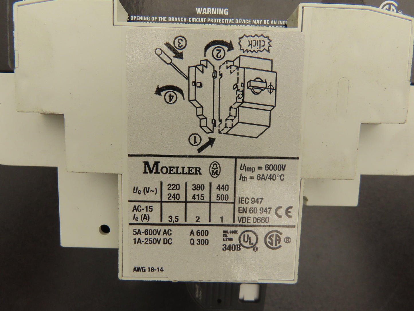 Moeller PKZM4-25 Manual Motor Starter 16-25A 20Hp 600vAC 3Ph