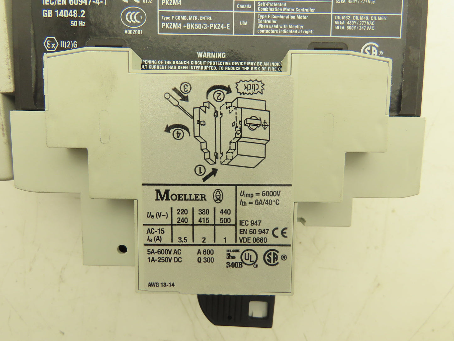 Moeller PKZM4-32 Manual Motor Starter 24-32A 30Hp 600vAC 3Ph