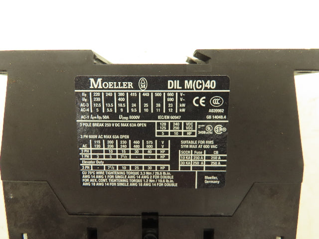 Siemens DIL MC40 Contactor 40Hp 600v 3Ph Lot of 3