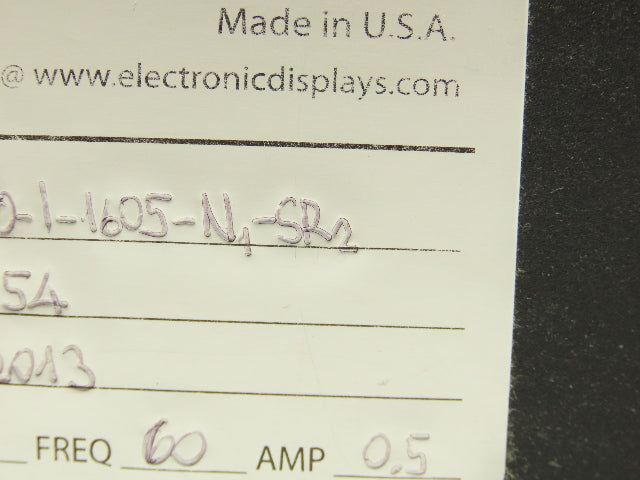 EDI ED050-I-1605-N1-SR2 Display 16 x 2" Characters Serial Interface 120v 60Hz