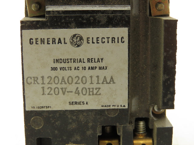 General Electric CR120A02011AA GE Industrial Relay 300V 10A 120VAC 40HZ Coil