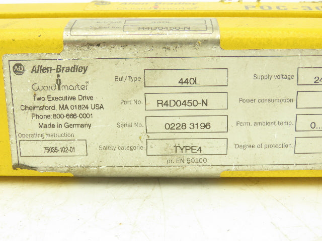 Allen Bradley 440L-R4D0450-N Light Curtain Receiver Guardmaster POC-30