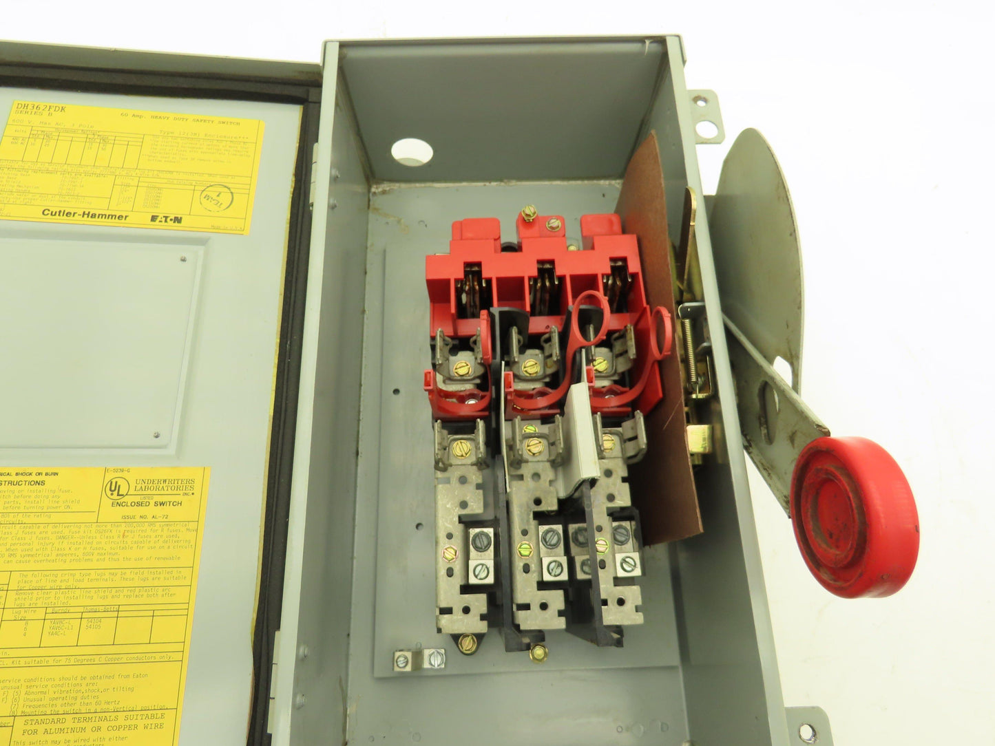 Cutler Hammer DH362FDK Eaton Safety Disconnect Switch 60A 600V Non-Fusible