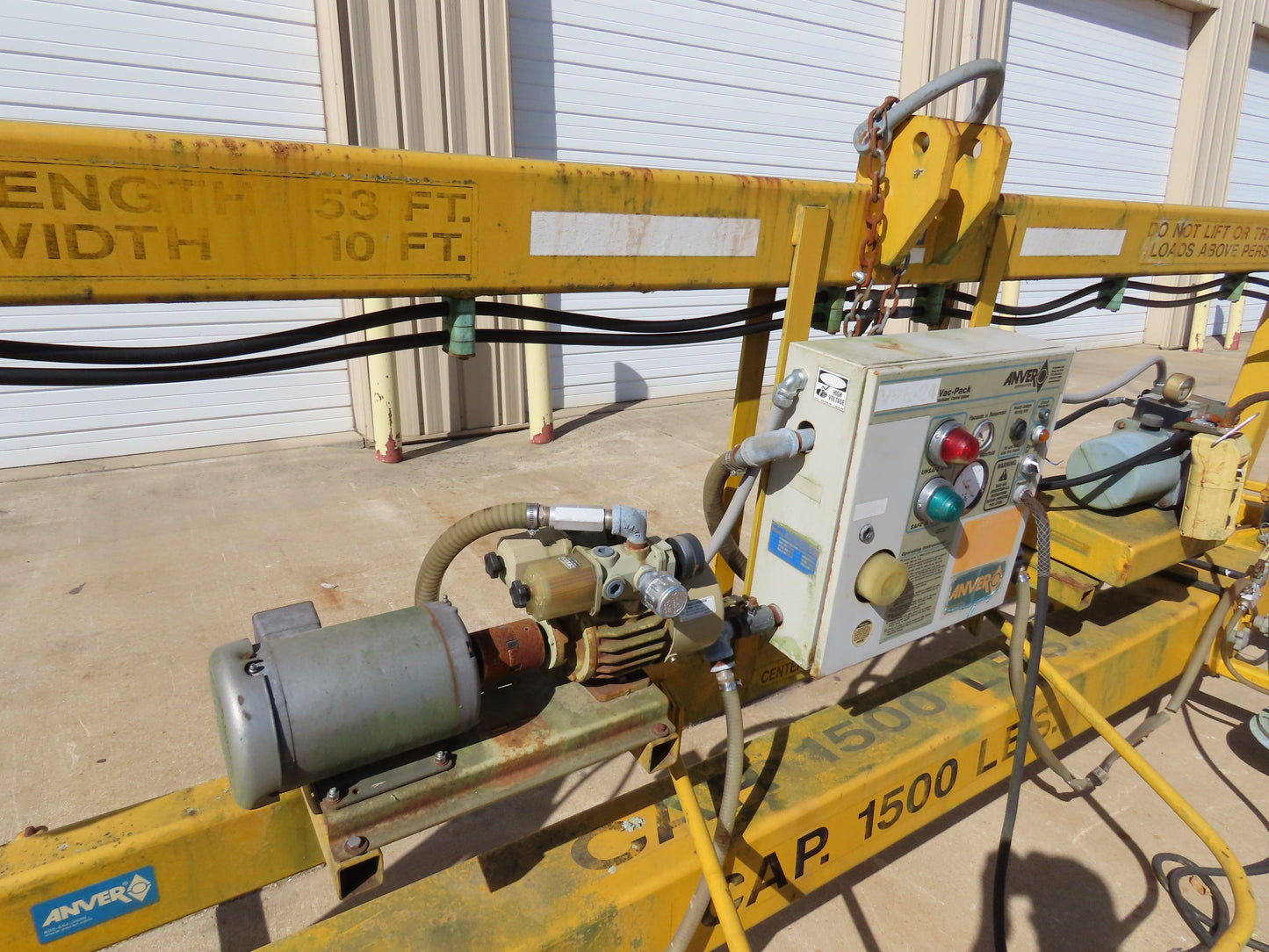 Anver Vac-Pack VPE-24 Vacuum Lifter with Powered Tilt 10'x 53' 1500 Lb 45' 4"OAL