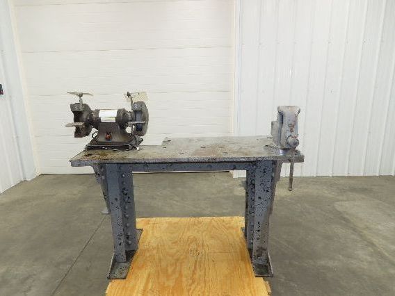 Vintage 1" Thick Top Steel Fabrication Welding Table Work Bench 56"x24"x33"