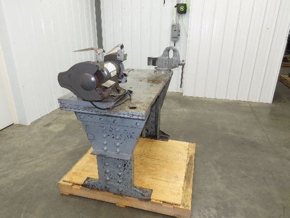 Vintage 1" Thick Top Steel Fabrication Welding Table Work Bench 56"x24"x33"