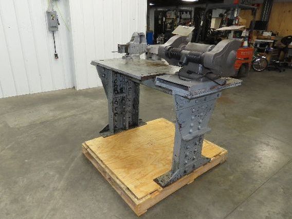 Vintage 1" Thick Top Steel Fabrication Welding Table Work Bench 56"x24"x33"