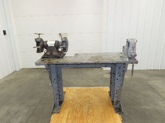 Vintage 1" Thick Top Steel Fabrication Welding Table Work Bench 56"x24"x33"