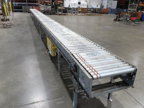 Automotion 24"x 45' Belt Drive Zero Pressure Roller Conveyor 460V Center Drive