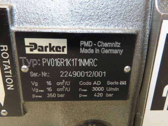 Parker PV016R1K1T1NMRC Hydraulic Variable Piston Pump 6 GPM 5000 PSI 16cm³