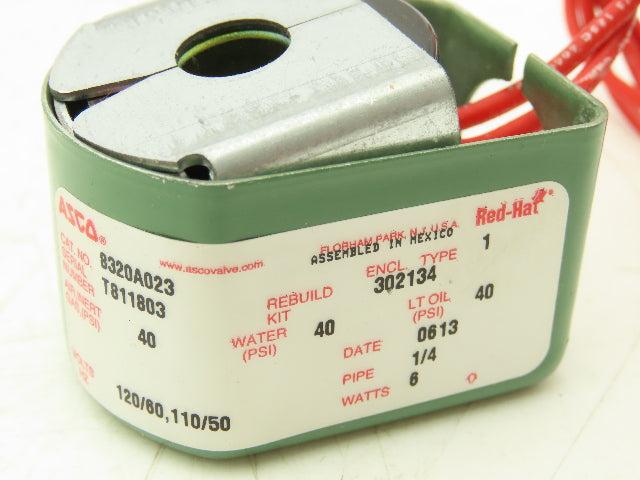 Asco Redhat 8320A023 Solenoid Valve 3-Way 40 PSI 1/4 NPT NC 120V T811803