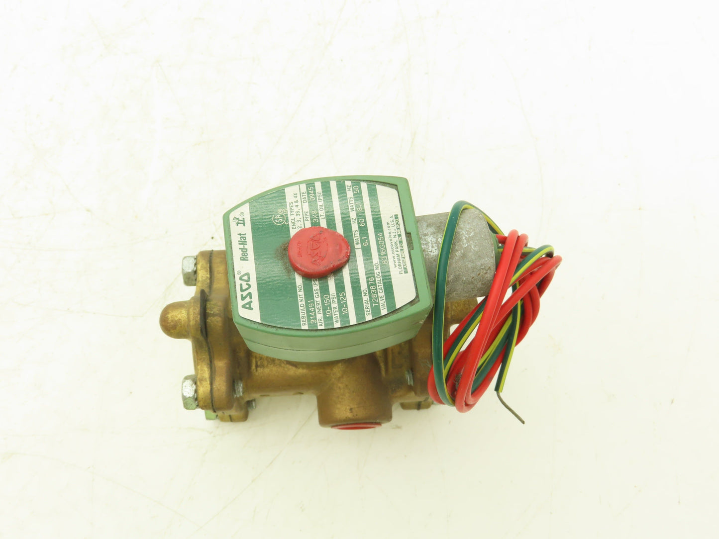 Asco Redhat 8316G054 Solenoid Valve 3-Way 10-150 PSI 3/8 NPT NC 120V