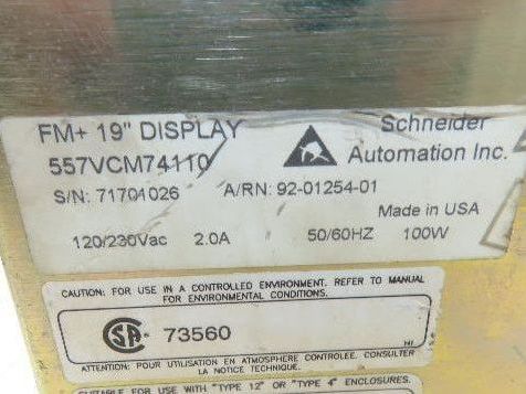 Schneider Automation Control Panel Operator Interface FM+ 19" Display