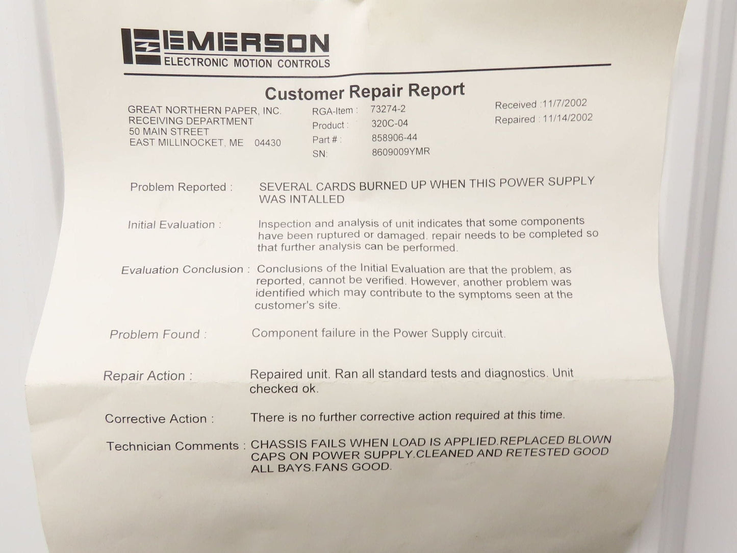 Camco 320C-04 Chassis 320 Programmable Motion Controller Chassis