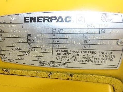 Enerpac ZE3220MB Hydraulic Pump 10000psi 1Hp 115V Oil Flow @ 100psi 450in³/Min