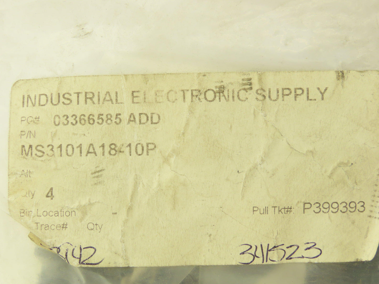 Amphenol Industrial MS3101A18-10P Receptacle Male 10 Pin Threaded Lot of 4