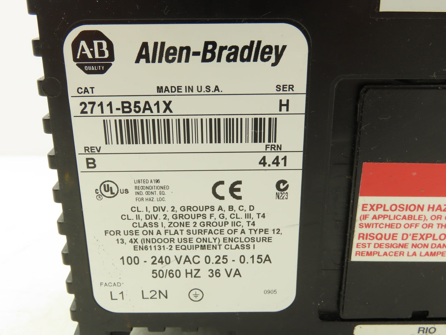 Allen Bradley 2711-B5A1X PanelView 550 HMI Control Panel Ser H Rev D FRN 4.41