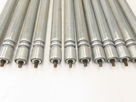 Roach Galvanized Steel Conveyor Roller 1.9" Dia 36"BF Double Groove Lot of 12