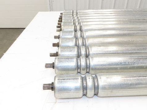Roach Galvanized Steel Conveyor Roller 1.9" Dia 36"BF Double Groove Lot of 12
