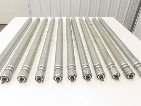 Roach Galvanized Steel Conveyor Roller 1.9" Dia 36"BF Double Groove Lot of 11