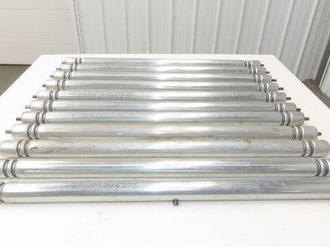 Roach Galvanized Steel Conveyor Roller 1.9" Dia 36"BF Double Groove Lot of 11