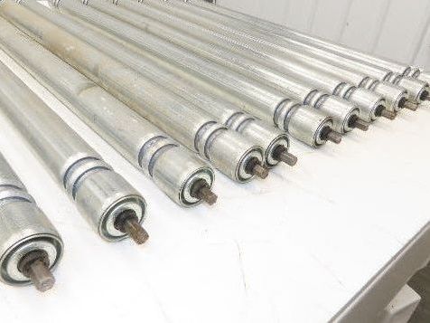 Roach Galvanized Steel Conveyor Roller 1.9" Dia 36"BF Double Groove Lot of 11