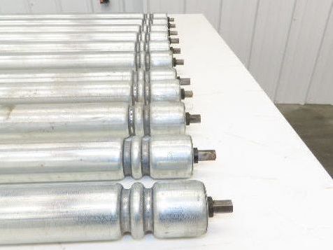 Roach Galvanized Steel Conveyor Roller 1.9" Dia 36"BF Double Groove Lot of 11
