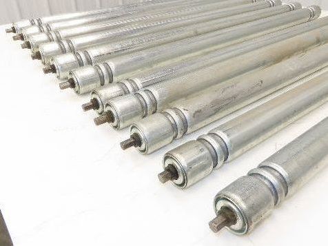 Roach Galvanized Steel Conveyor Roller 1.9" Dia 36"BF Double Groove Lot of 11