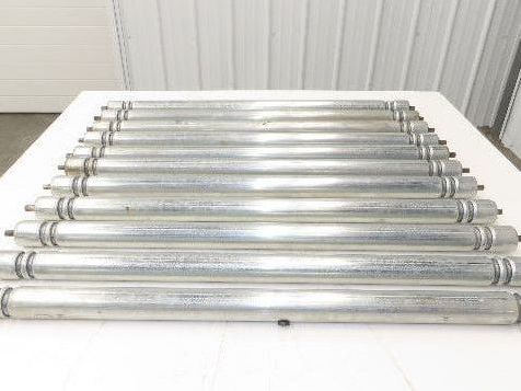 Roach Galvanized Steel Conveyor Roller 1.9" Dia 36"BF Double Groove Lot of 11