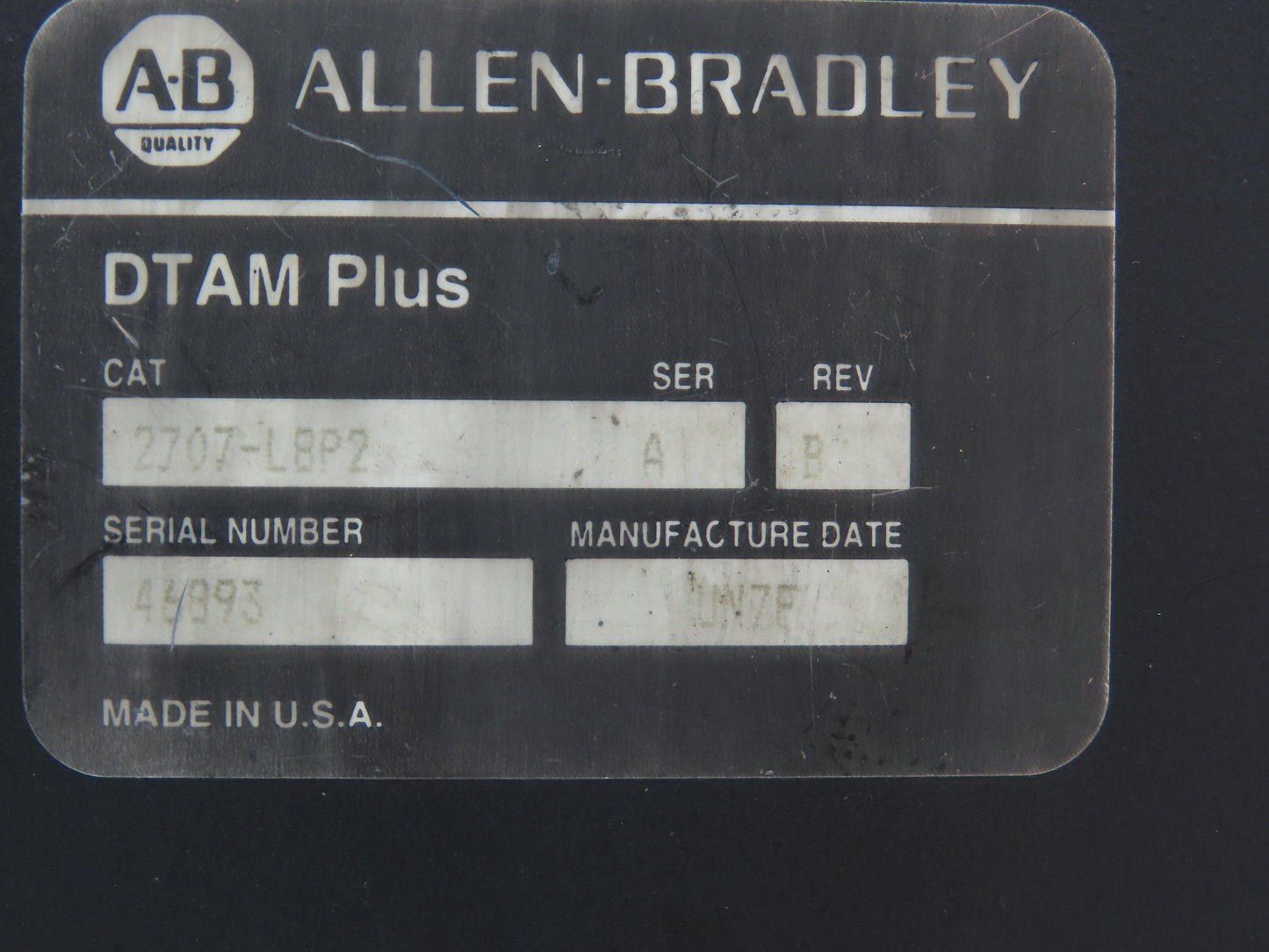 Allen Bradley 2707-L8P2 DTAM Plus HMI Control Panel Ser A Rev B