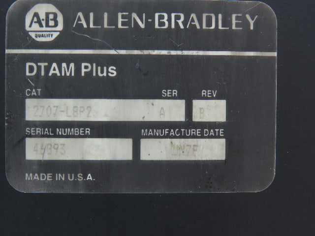 Allen Bradley 2707-L8P2 DTAM Plus HMI Control Panel Ser A Rev B