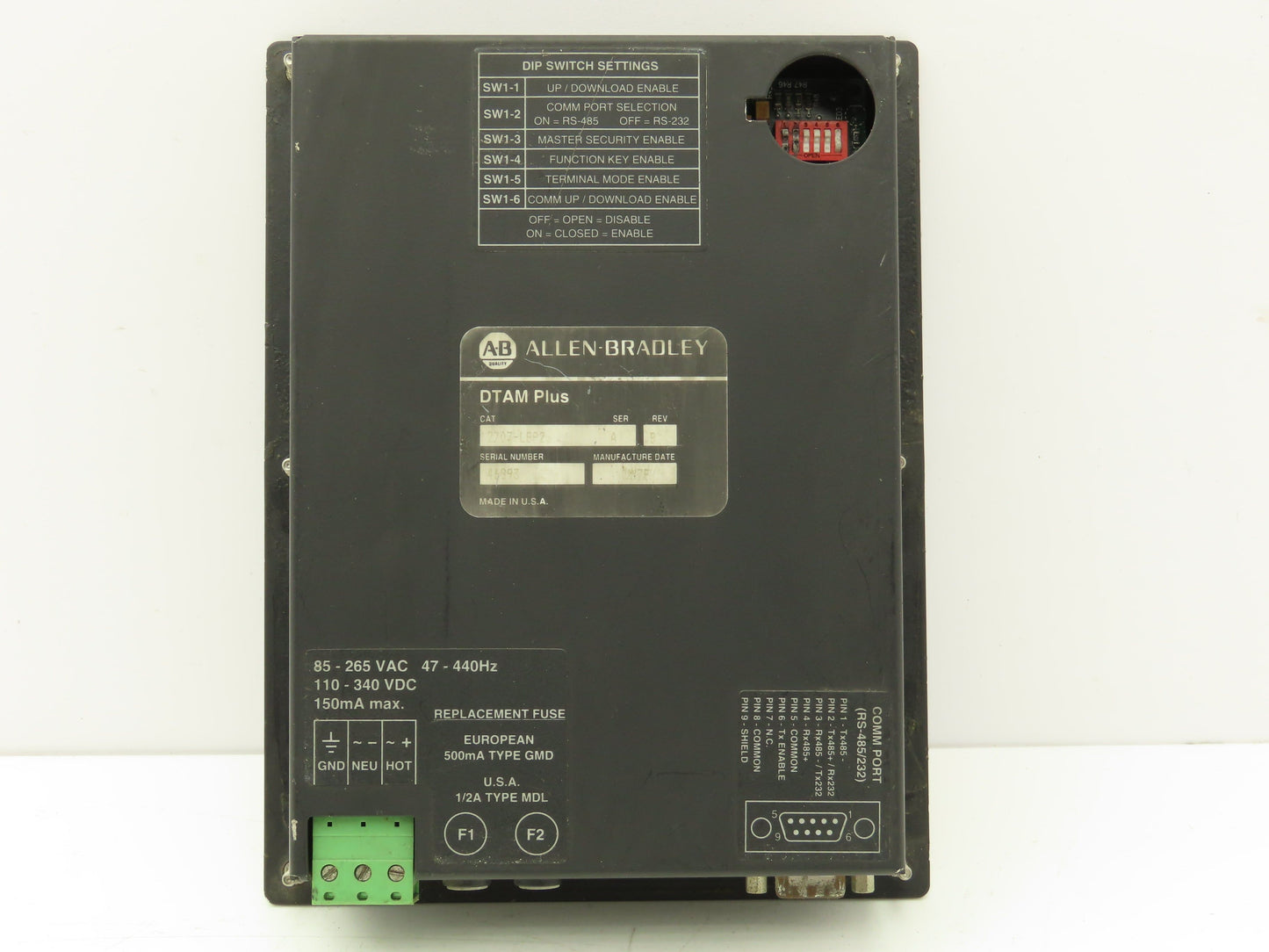 Allen Bradley 2707-L8P2 DTAM Plus HMI Control Panel Ser A Rev B