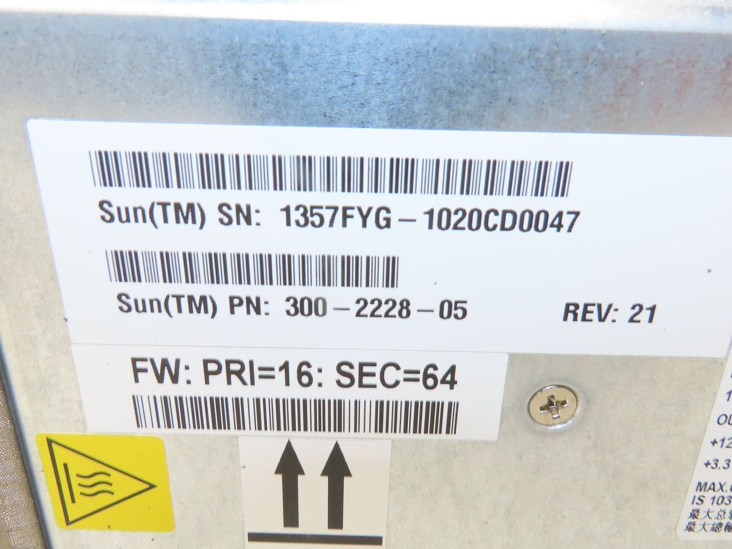 Oracle Sun AA25420L Server Power Supply 1030W @ 120v 2060W @ 240v From X4470