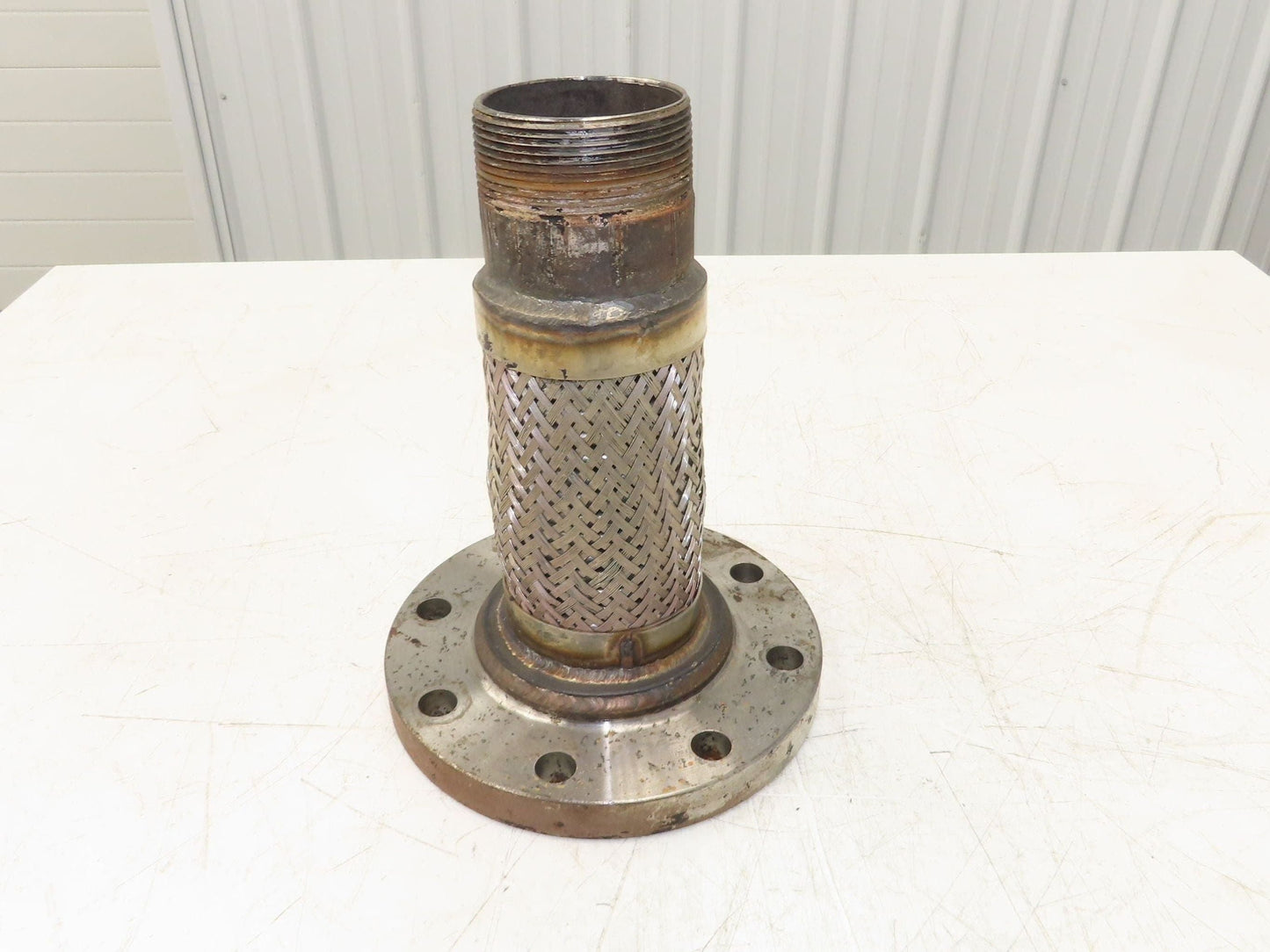 Bebitz 3" NPT x 4" Flanged Stainless Flex Hose Pipe Expansion Joint 8-Bolt #150