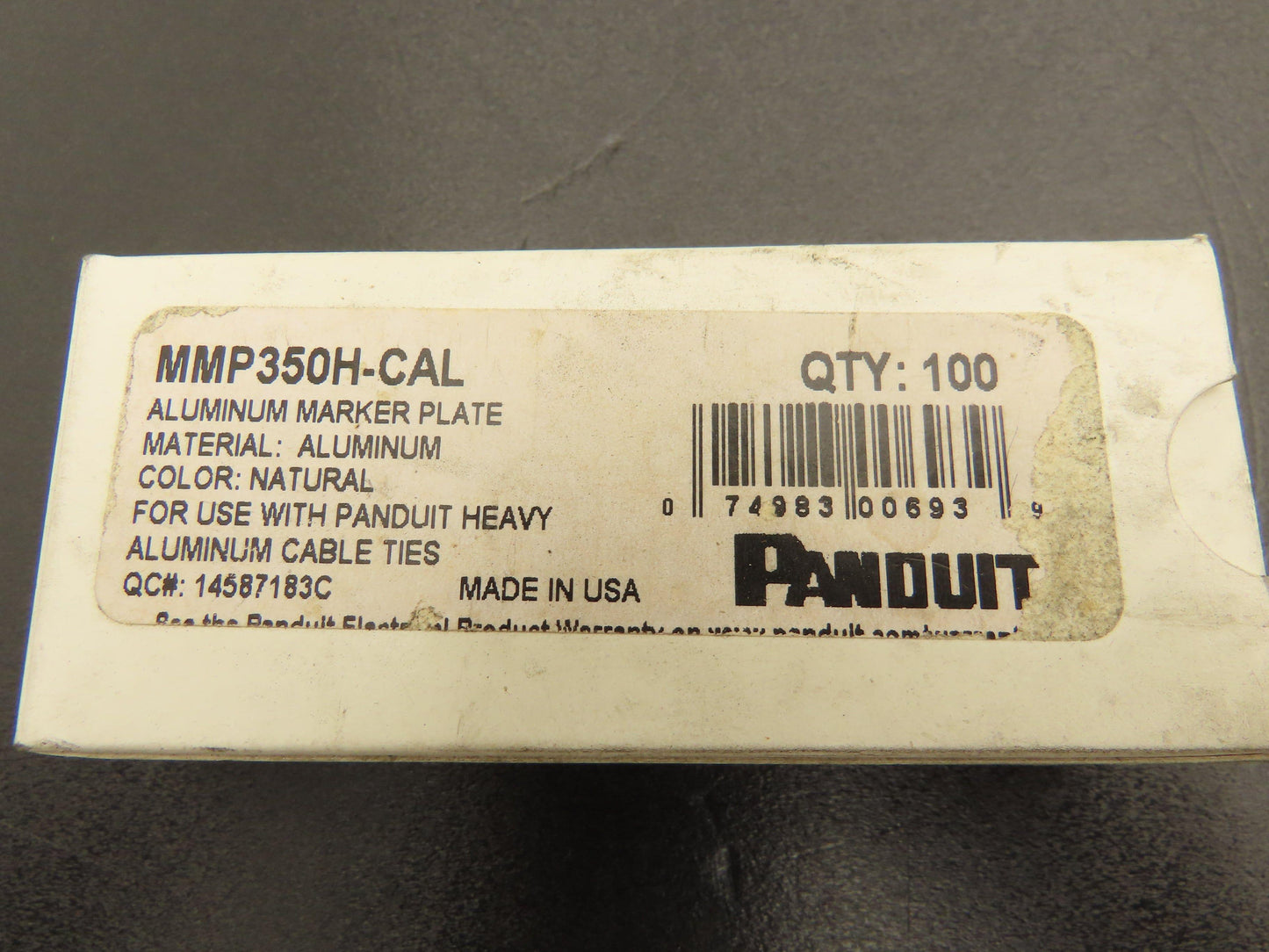 Panduit MMP350H-CAL Aluminum Marker Plate Box of 100 Pcs