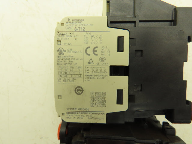 Mitsubishi Electric S-T12 Contactor 7.5Hp 20A 600vAC TH-N12KP Overload Relay